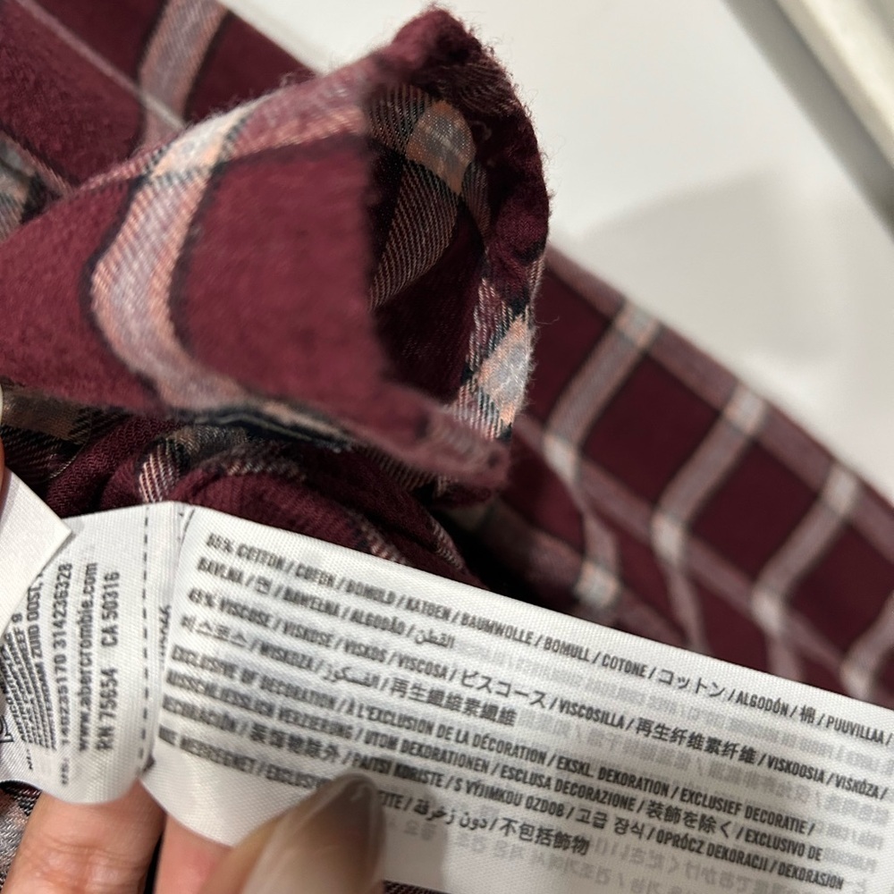Abercrombie & Fitch Burgundy Plaid Shirt - Picture 4 of 5